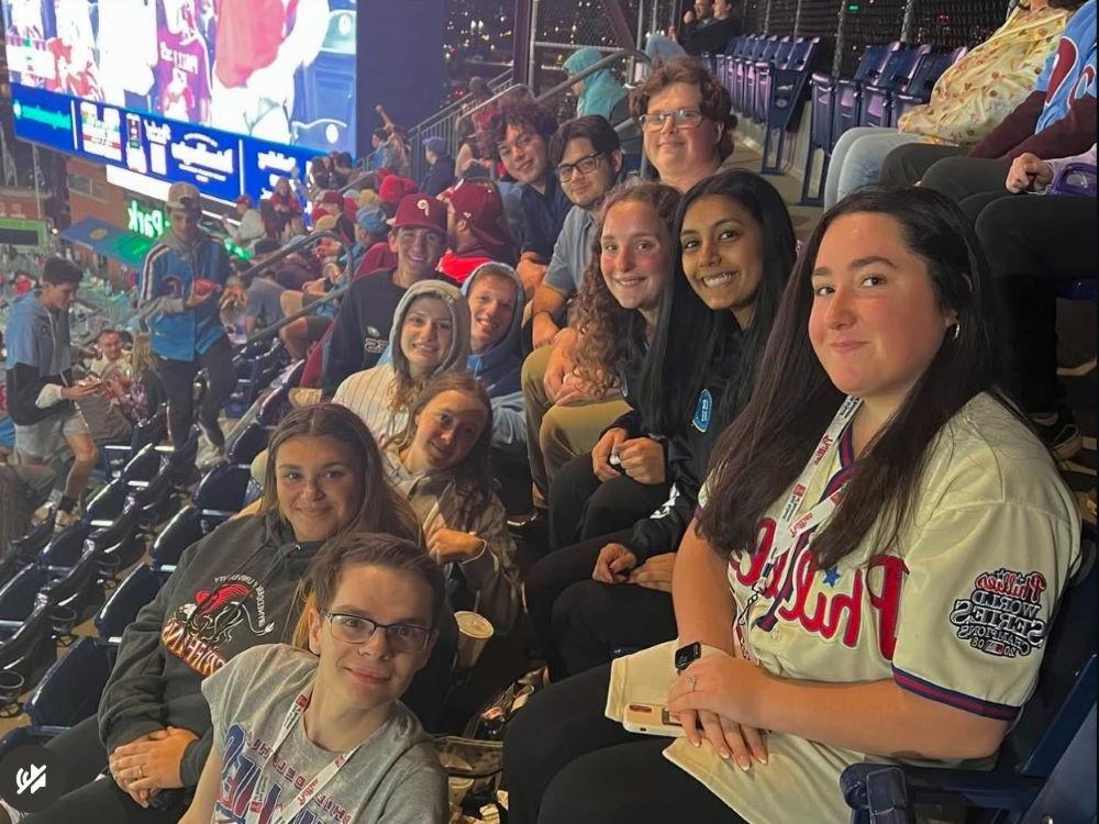 Students at a Phillies game